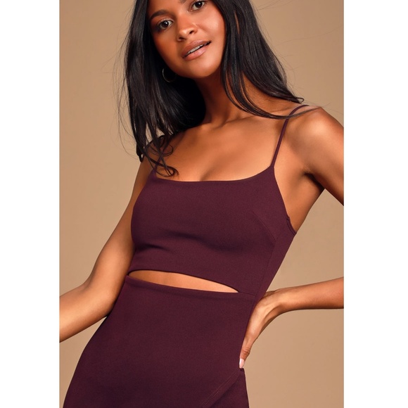 Lulus XXS Cutout On The Town Plum Purple Bodycon Dress Tulip Hem Size XXS - Picture 10 of 12